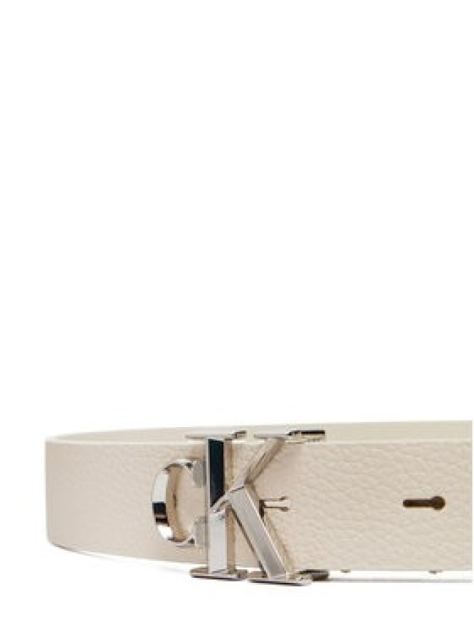 Calvin Klein Pasek Damski Facet Ck Buckle Pebble LV04F7060G Kremowy