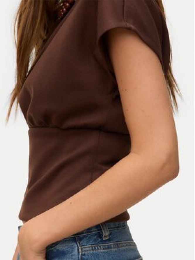 Vero Moda Bluzka Smilla 10355466 Brązowy ciemny Regular Fit