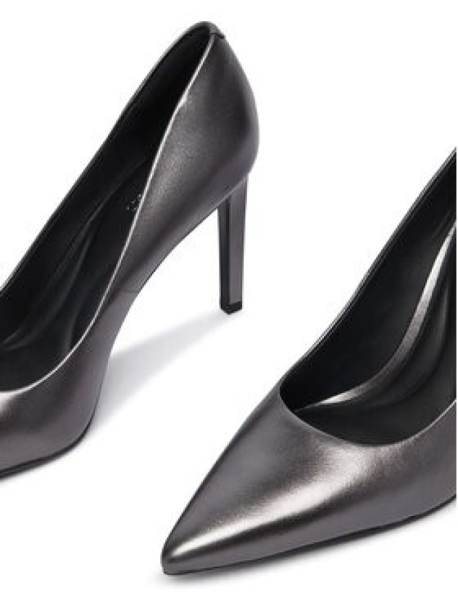 Calvin Klein Szpilki Ess Stiletto 90 Met Lth HW0HW03436 Szary ciemny