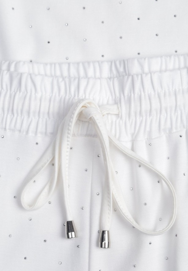 Biały Komplet Bawełniany o Fasonie Oversize T-shirt i Spodnie Azilane