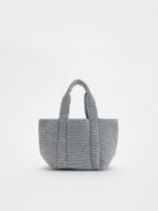 Szydełkowana torebka shopper - srebrny