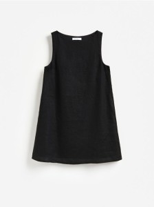 Lniana sukienka mini - czarny