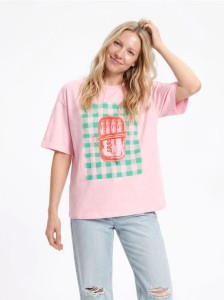 T-shirt z nadrukiem - pastelowy róż
