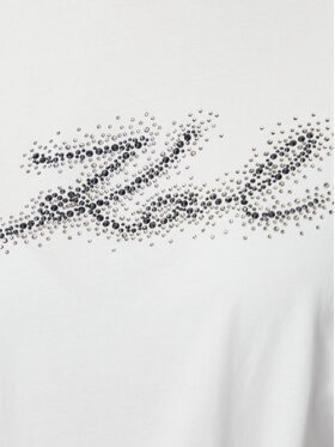 KARL LAGERFELD T-Shirt Rhinestone B4W17048 Biały Relaxed Fit
