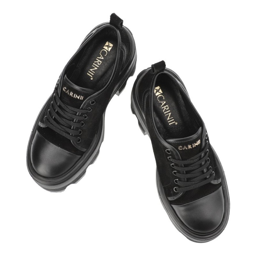 Czarne Sneakersy Carinii Eleganckie Obuwie Damskie Na Obcasie