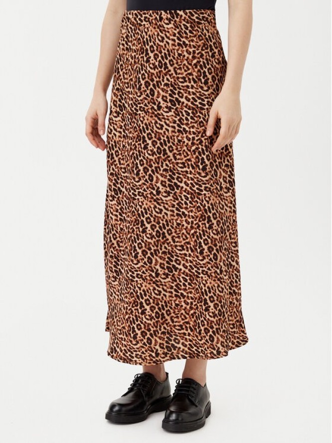 Pieces Spódnica midi Franan 17116541 Brązowy Regular Fit