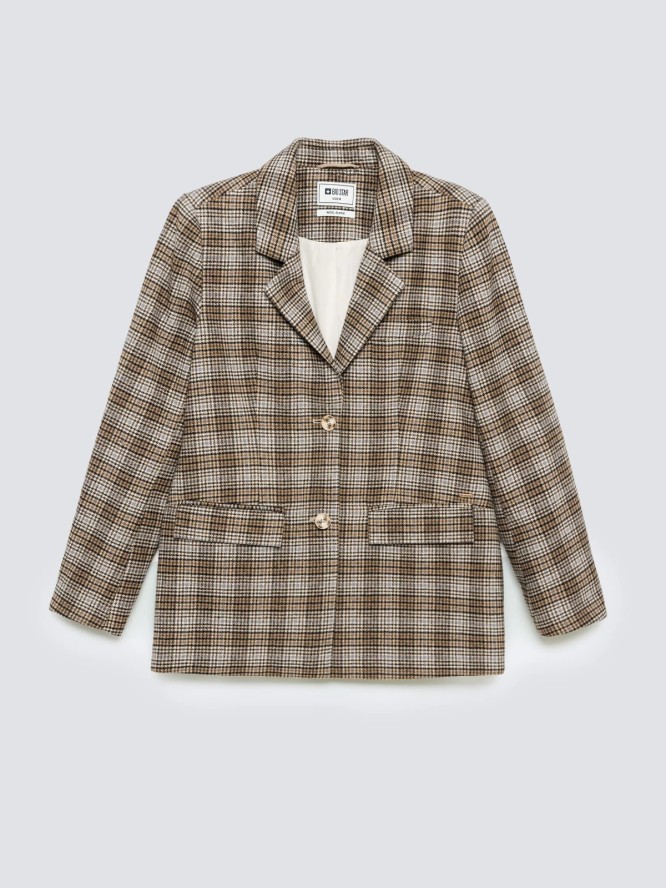 Marynarka damska z dodatkiem wełny w kratę Stilla 000