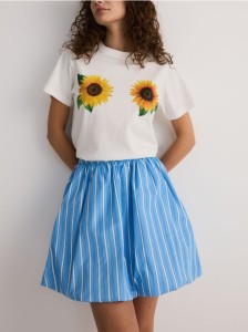 Spódnica bombka w paski - wielobarwny