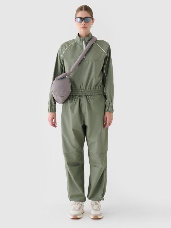 4F Kurtka przejściowa cropped ze stójką damska - oliwkowa/khaki XXL