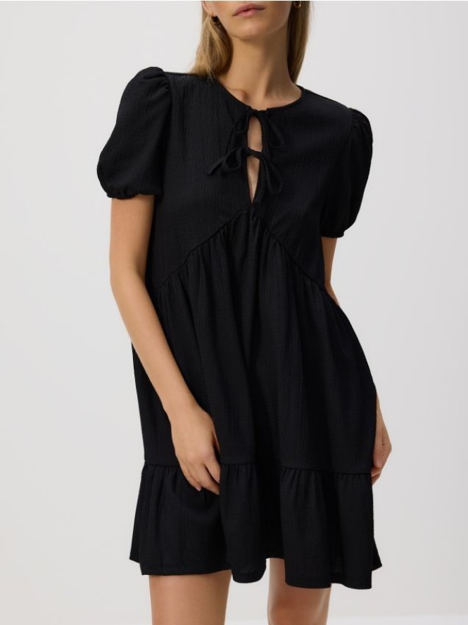 Strukturalna sukienka mini - czarny