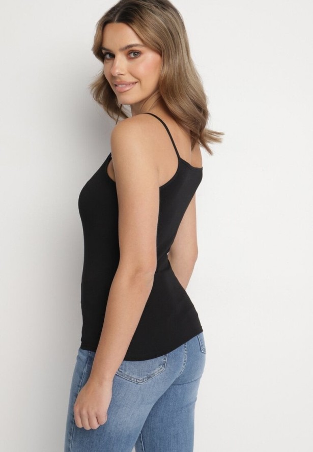 Czarny Klasyczny Top z Bawełny Alidi