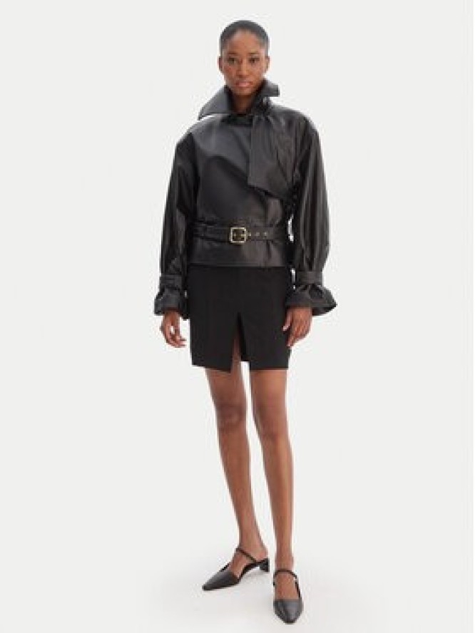 HUGO Kurtka skórzana Lanitte 50560068 Czarny Relaxed Fit