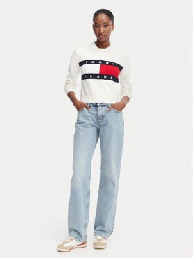 Tommy Jeans Sweter Flag DW0DW22930 Biały Regular Fit