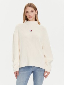 Tommy Jeans Sweter Badge DW0DW21676 Écru Relaxed Fit