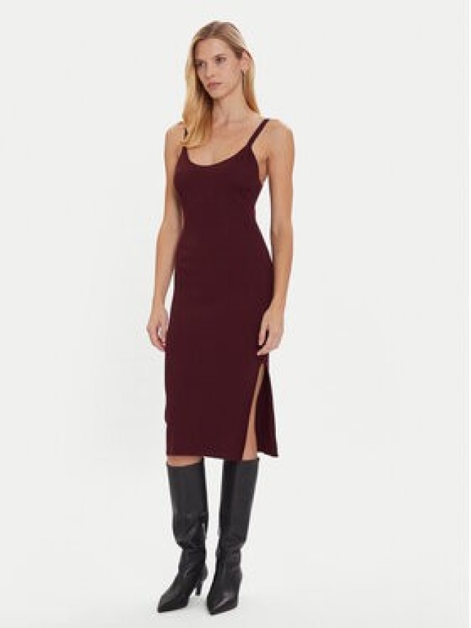 Morgan Sukienka dzianinowa 242-RMONA Bordowy Slim Fit