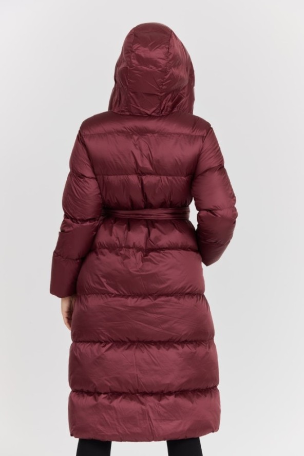 HETREGO Bordowy damski puchowy płaszcz Karen Woman Quilted Coat, Rozmiar 42 EU - 46 IT