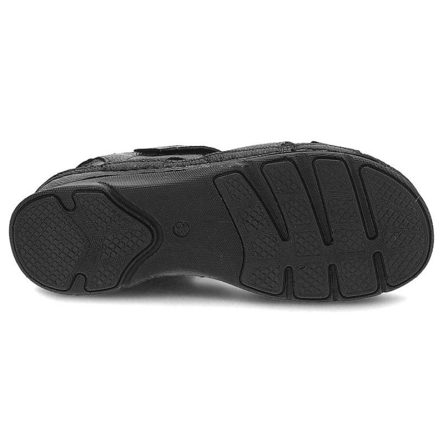 Czarne Sandały Kampa Wygodne Skórzane Buty Na Lato