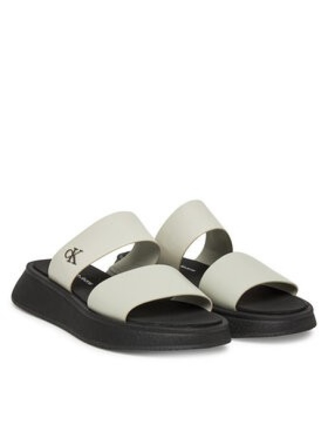 Calvin Klein Jeans Klapki Sandal Slide Double Strap YW0YW01694 Biały