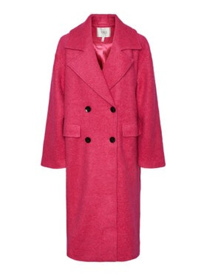 YAS Płaszcz wełniany Mila 26030712 Różowy Loose Fit