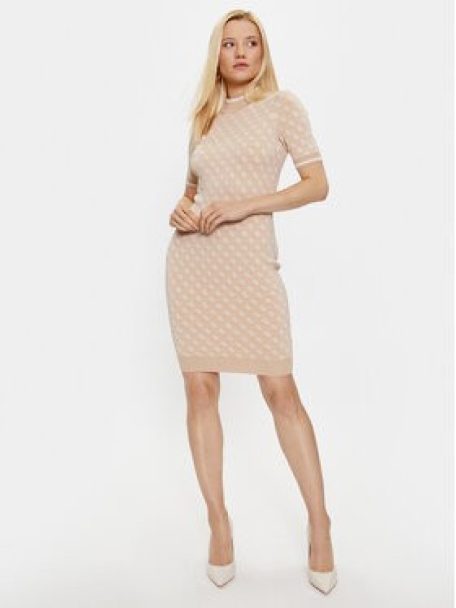 Guess Sukienka dzianinowa W3YK39 Z37K0 Beżowy Slim Fit