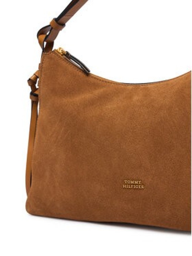 Tommy Hilfiger Torebka Th Statement Shoulder Bag Suede AW0AW18824 Brązowy