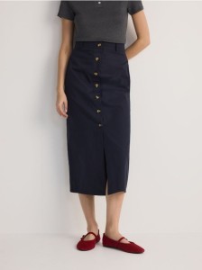 Bawełniana spódnica midi - granatowy