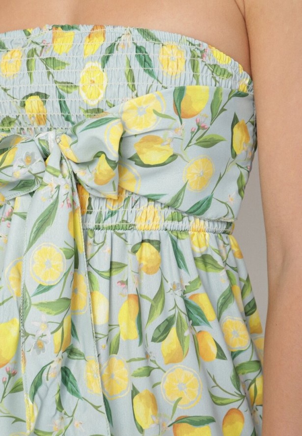 Ciemnozielona Sukienka w Cytryny z Kokardą Galadessa