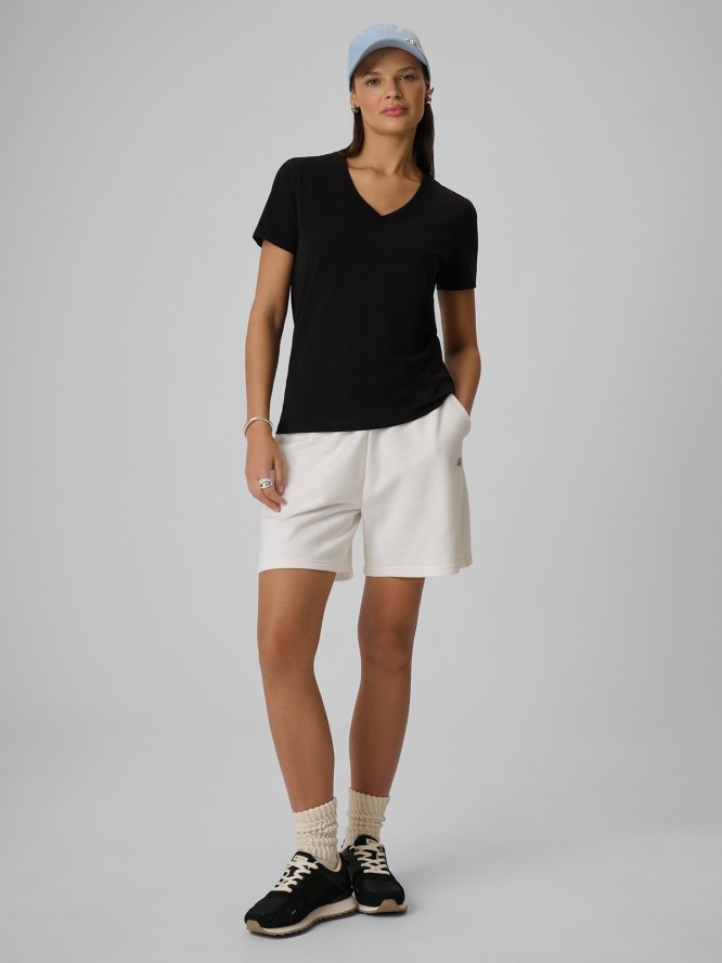 4F T-shirt regular gładki damski - czarny L