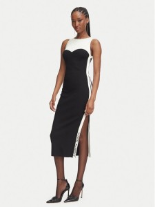 Elisabetta Franchi Sukienka dzianinowa AM-44S-66E2-V420 Czarny Slim Fit