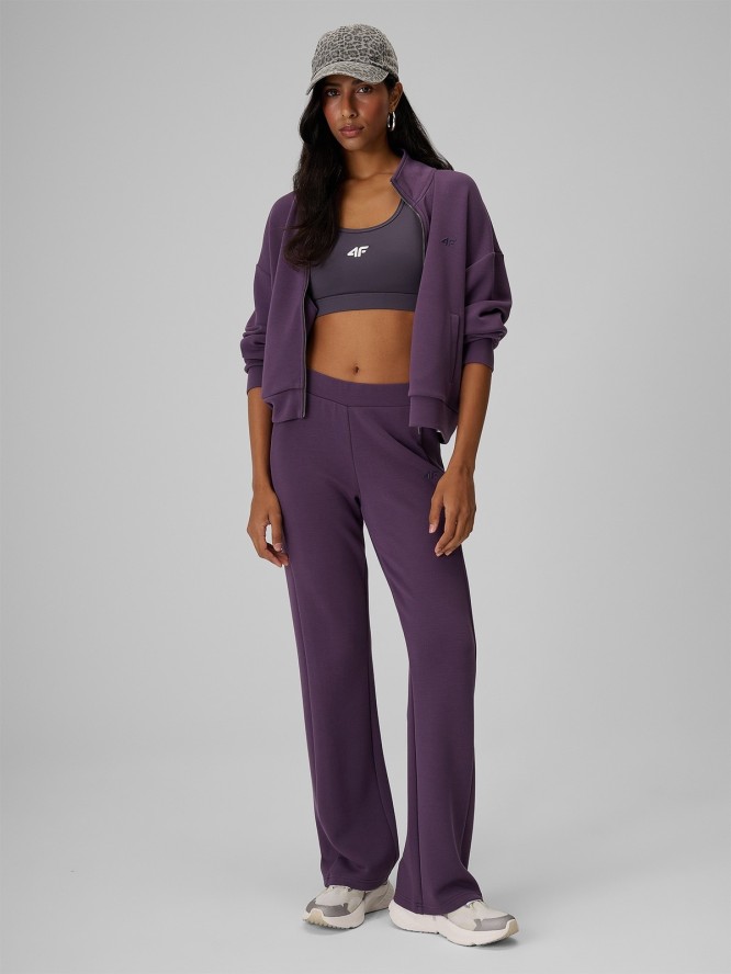 4F Bluza dresowa loose bez kaptura damska - fioletowa XS
