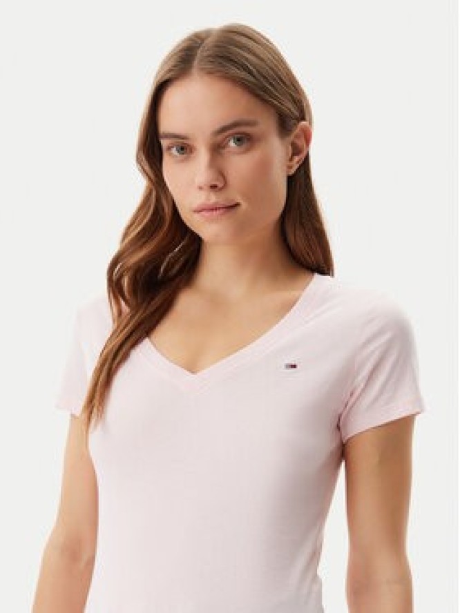 Tommy Jeans T-Shirt DW0DW20458 Różowy Slim Fit