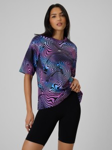 4F T-shirt oversize z nadrukiem damski - multikolor S