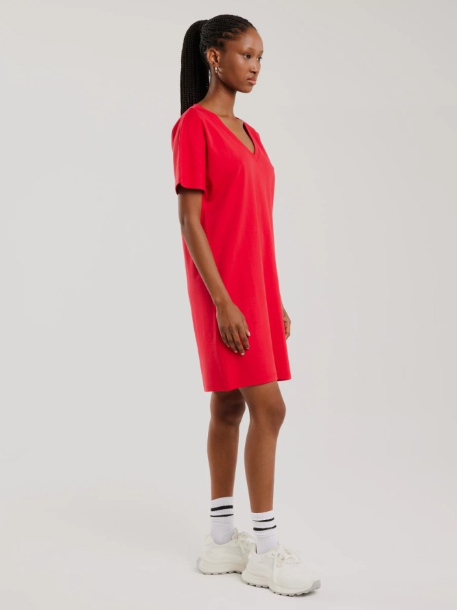 Sukienka damska bawełniana z krótkim rękawem czerwona Zorkaya 603