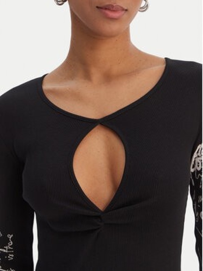 Desigual Bluzka 26SWTK18 Czarny Slim Fit