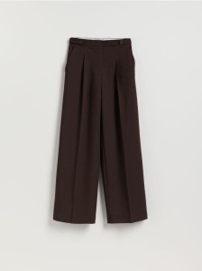 Szerokie spodnie z kantem - ciemnobrązowy