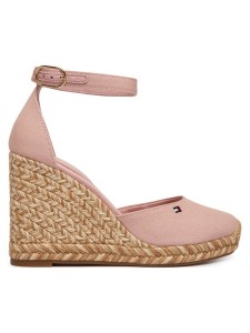 Tommy Hilfiger Espadryle Flag High Wedge Espad Closed Toe FW0FW09225 Różowy