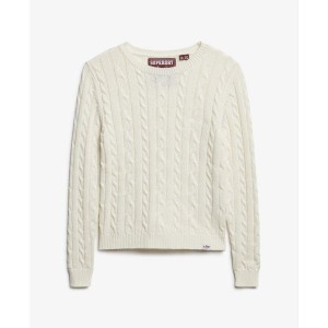 Sweter z cienkimi warkoczami, klasyczny, okrągły dekolt, damski Superdry