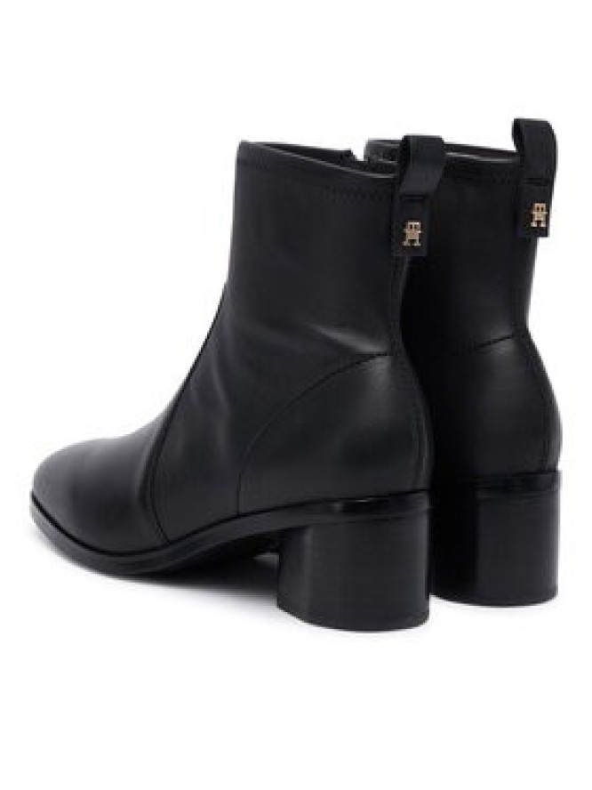 Tommy Hilfiger Botki Th Stretch Leather Bootie FW0FW08860 Czarny