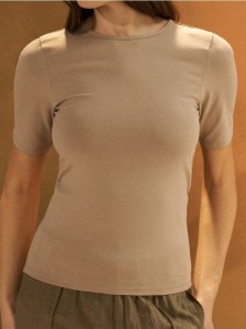 Bluzka z wiązanym dekoltem na plecach - brązowy