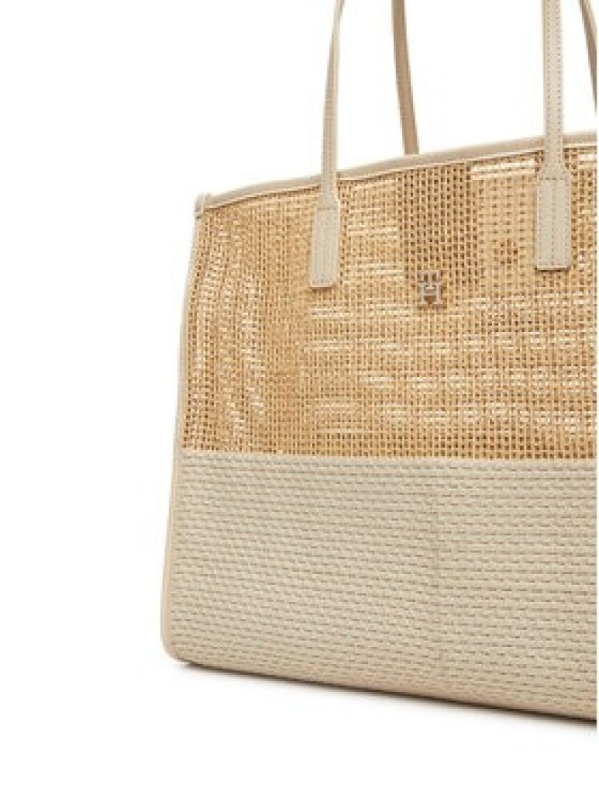 Tommy Hilfiger Torebka Th City Summer Tote Woven AW0AW17640 Beżowy