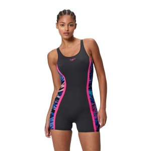 Speedo Dames Badpak Hyperboom Splice Muscleback Legsuit Zwart/Roze