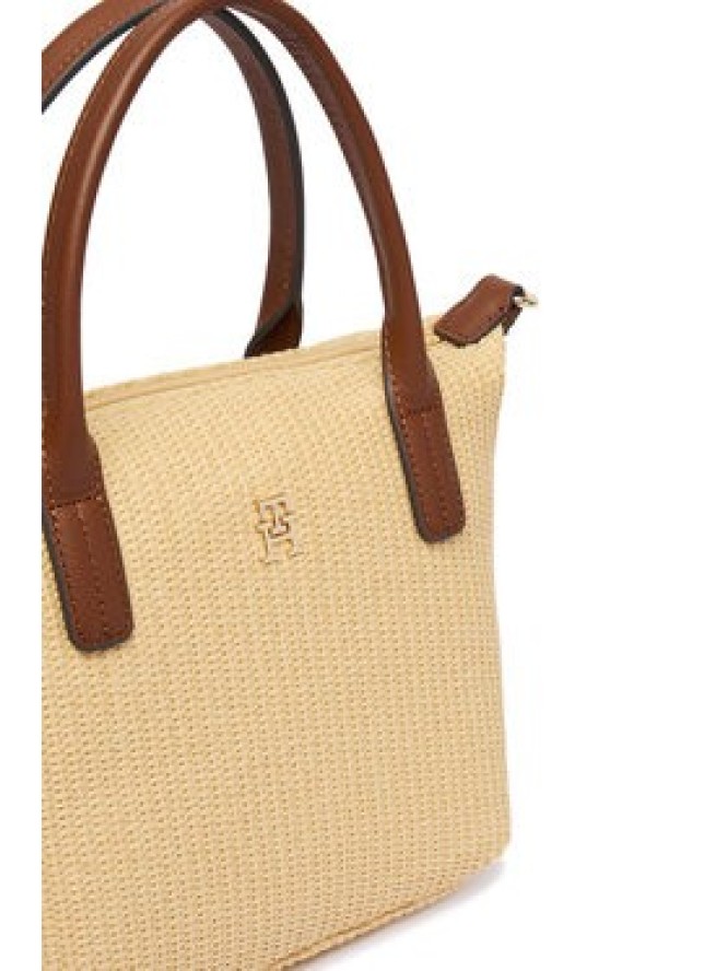 Tommy Hilfiger Torebka Popette Mini Tote Raffia AW0AW18523 Beżowy