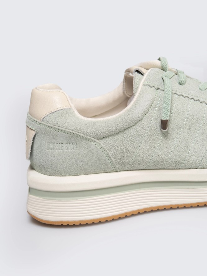 Sneakersy damskie ze skóry naturalnej pistacjowe RR274A350 300