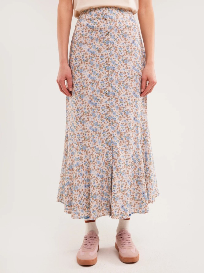 Spódnica damska midi z wiskozy z motywem kwiatowym Adria 000