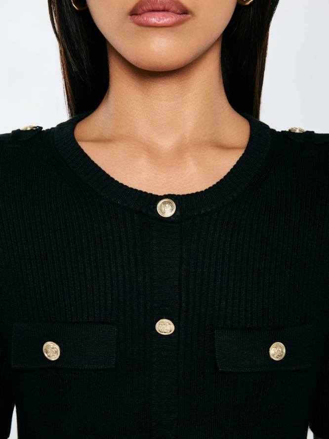 Sukienka damska mini z wiskozy z ozdobnymi guzikami czarna Dilara 906