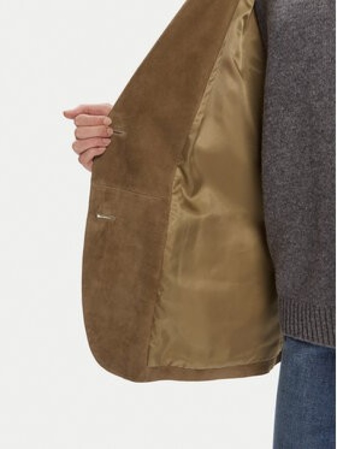 Weekend Max Mara Kurtka skórzana Rolanda 2525446071650 Brązowy Oversize