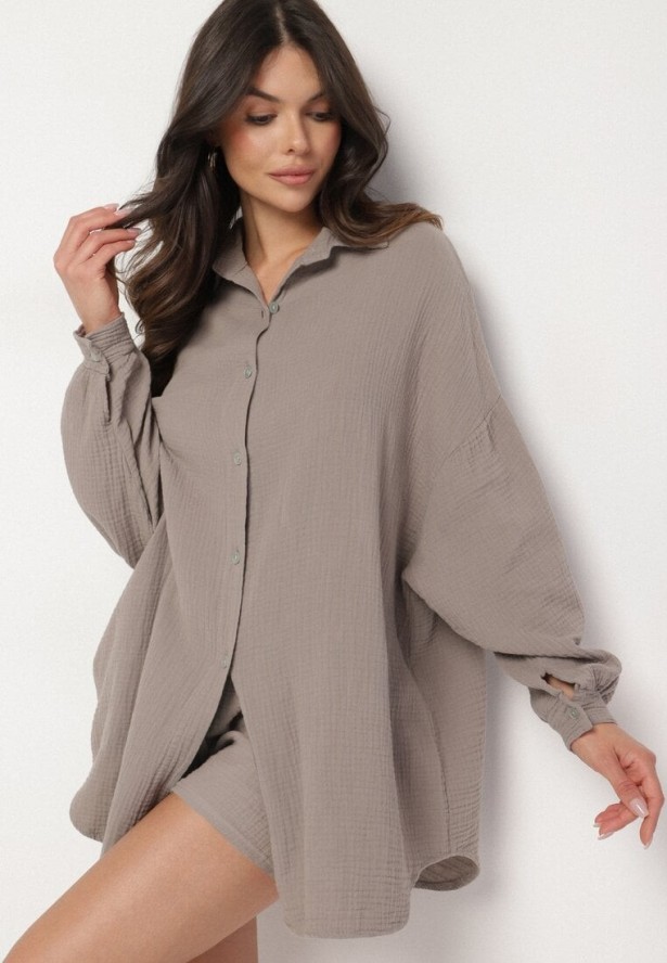 Beżowa Bawełniana Koszula Muślinowa Atelora