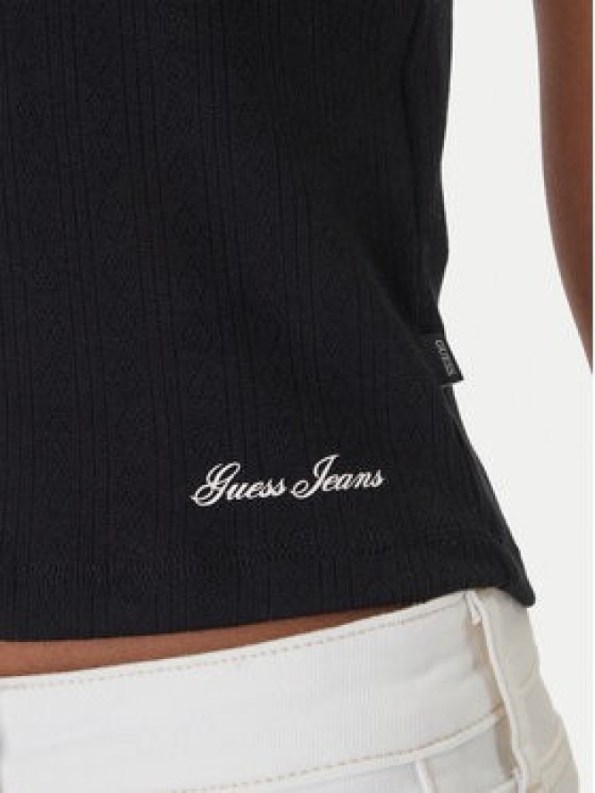 Guess Jeans Top W6GPB5 KG372 Czarny Regular Fit