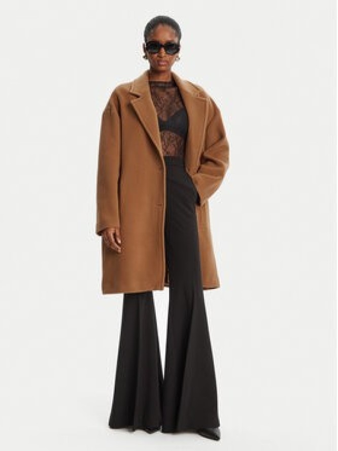 PINKO Płaszcz wełniany 105685 A2SM Brązowy Regular Fit