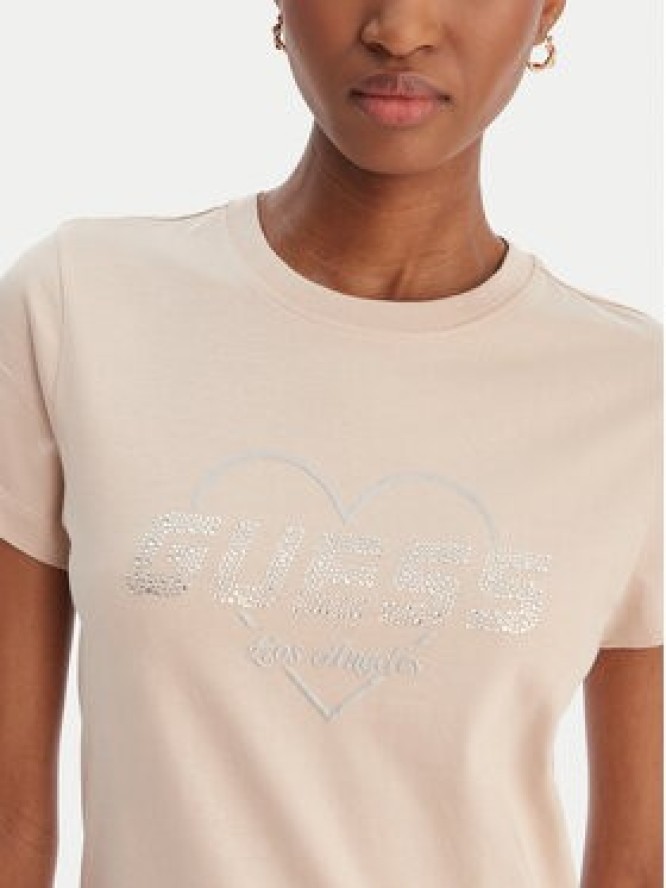 Guess T-Shirt V5GI10 K9RM1 Beżowy Regular Fit